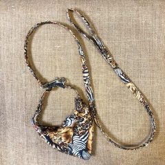 Szafari mintás textil póráz és nyakörv szett