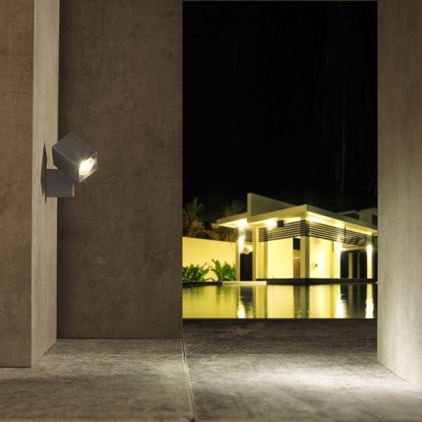 Falra szerelhető lámpa, Quartz, antracit, fehér LED lámpával, 105 x 50 x 85 mm, LightPro