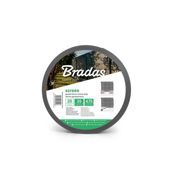 Bradas Kerítéstakaró szalag 4,75cm x 35m, 450g/m2, + klipsz 20db, szürke TOB45047535GYL