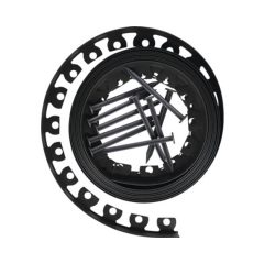   Kerti ágyásszegély szett flex fekete 3,8 cm x 10 m 20 db leszúrótüskével