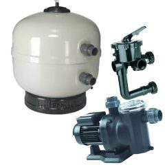   ASTER szűrőtartály szett O500 mm csatlakozó 1 1/2 col - 12m3/h + Multifunkcionális, hatutú szelep 1 1/2 col + sena szviattyú 9m3/h