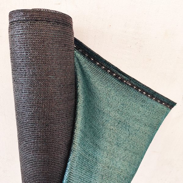 Árnyékoló háló, belátásgátló SUPERTEX260 1,5 m x 10 m duplánszőtt kétszínű sötétszürke és zöld