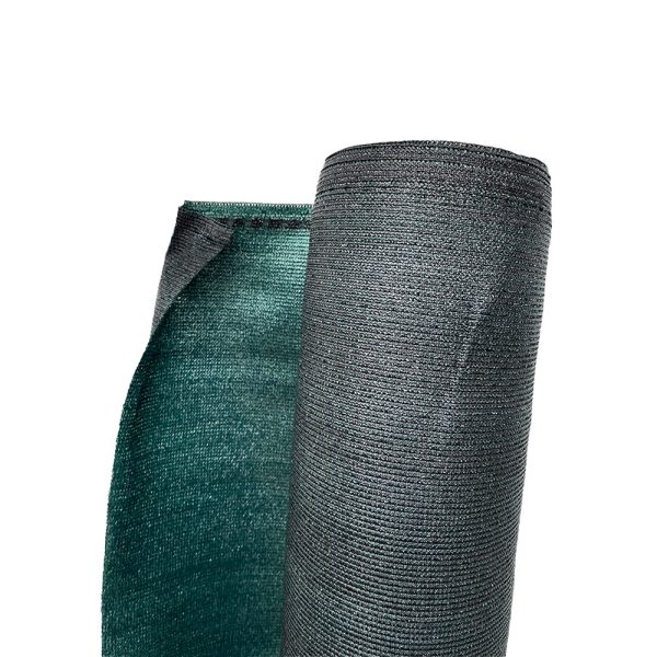 Árnyékoló háló, belátásgátló SUPERTEX260 1,5 m x 10 m duplánszőtt kétszínű sötétszürke és zöld