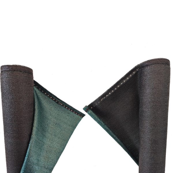 Árnyékoló háló, belátásgátló SUPERTEX260 1,5 m x 10 m duplánszőtt kétszínű sötétszürke és zöld