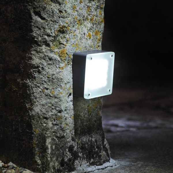 Kerti világítás, Halo, antracit, fehér LED lámpával, 100 x 100 mm, Techmar - Utolsó darabok