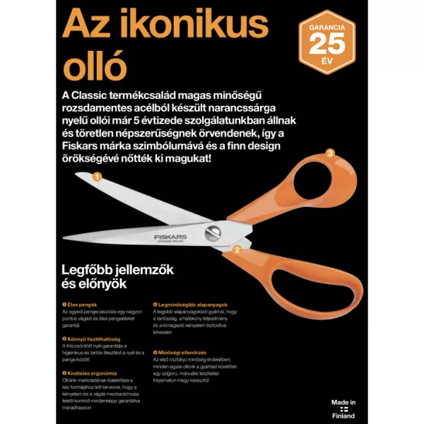 FISKARS Classic - Általános olló, balkezes, 21 cm