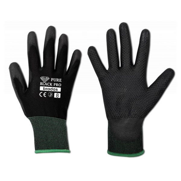 Kesztyű RWPBCP8 PURE BLACK PRO polyuretan 8" 12ks/kart.