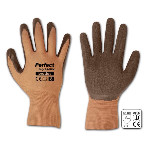 Kesztyű RWPGBR10 PERFECT GRIP BROWN latex 10" 24db/kart.