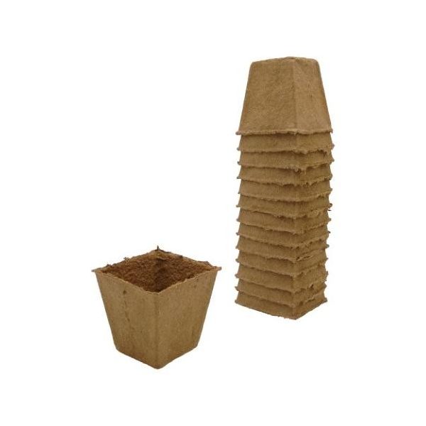 Biológiailag lebomló 100% farost cserép négyszet alakú- H8 x 8 x 8 cm - 14 x
