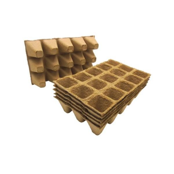 Biológiailag lebomló 100% farost cserép négyzet alakú - H5 x 4 x 4 cm / 15 cells - 6 x