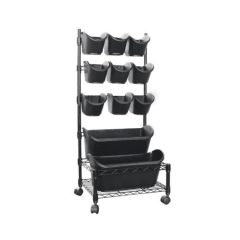   Nature függőleges kerti mobilszett 97x44x32,5 cm (9*0,9 literes cserepet, 2*5,4 literes ültetővályút, görgős fémrácsot tart.)