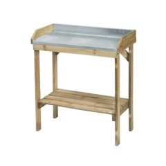   Növényültető asztal fából, cinkből készült asztallappal, 97x85x42cm, munkafelület: 54x81cm