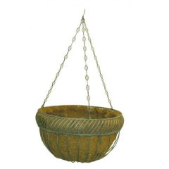   Függőkosár antik-fehér, félkör 35 cm kókuszkosárral (Nature)