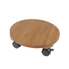   Görgős virágtartó talp, bambusz és műanyag alapanyagú, 8x30cm