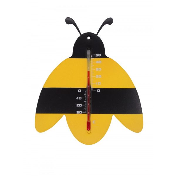 Hőmérő kültéri, műanyag,sárga/fekete méhecske forma