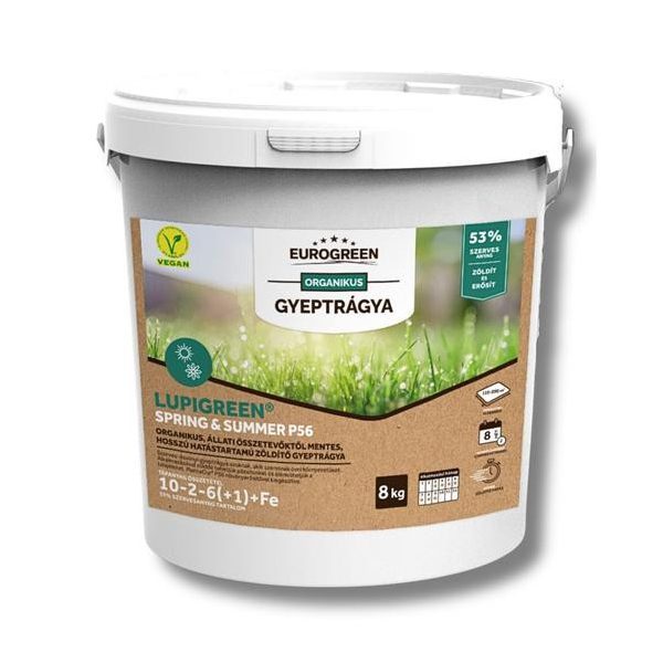 EUROGREEN Lupigreen Spring & Summer növényi eredetű szerves gyeptrágya P56 8 kg (100-160 m2)