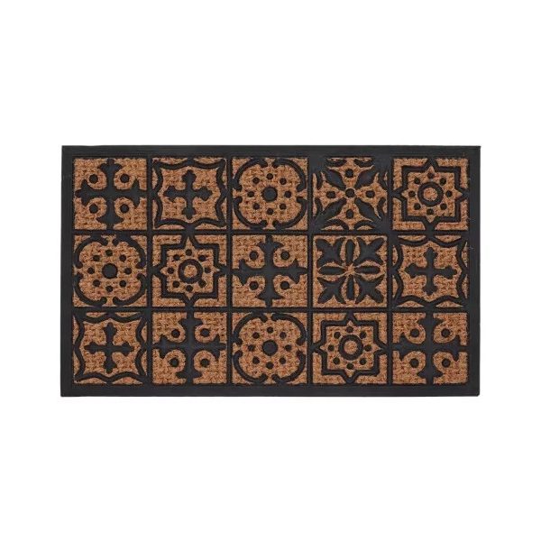 Kókuszrost és gumi lábtörlő portugál mintás 75 x 45 cm