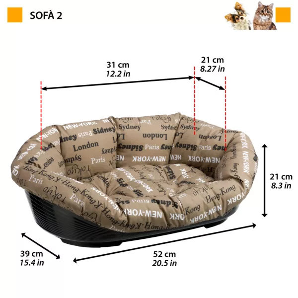 Ferplast Sofa 2 Feliratos párna fekhellyel