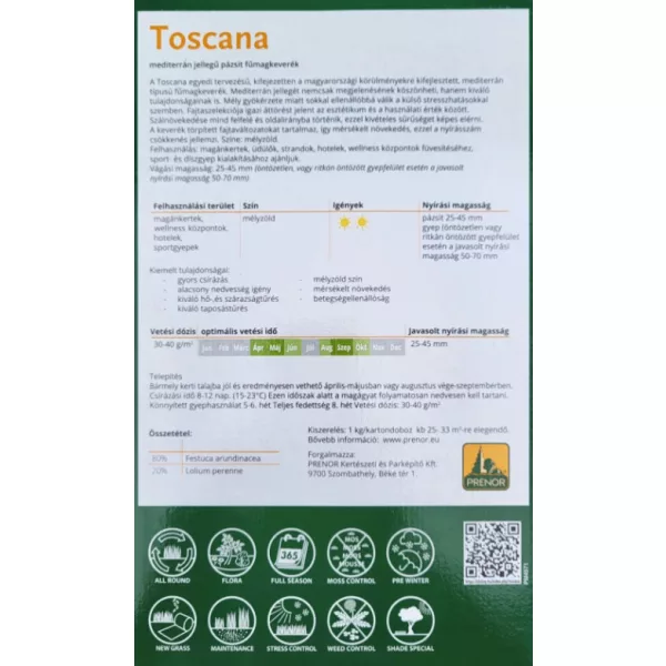ICL Everris Toscana mediterrán típusú fűmagkeverék 1 kg - 25-40 m2 - Magyarországra tervezve