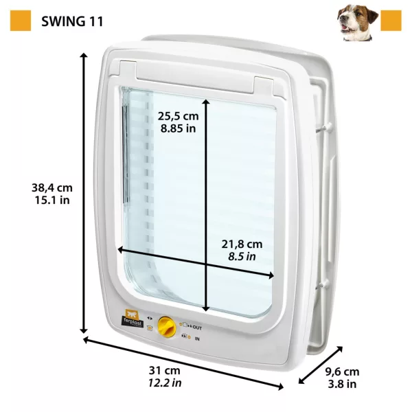 Ferplast Swing 11 Kutya és macskaajtó szürke színben. 31 x 9,6 x 38,4 cm