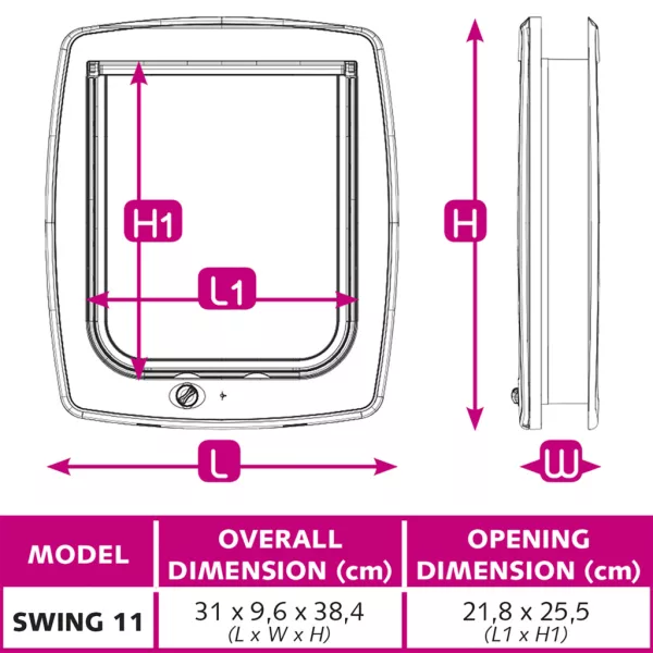 Ferplast Swing 11 Kutya és macskaajtó szürke színben. 31 x 9,6 x 38,4 cm