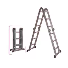   Csuklós 4 részes alumínium létra platformmal, multifunkciós - 4 x 3 fokos