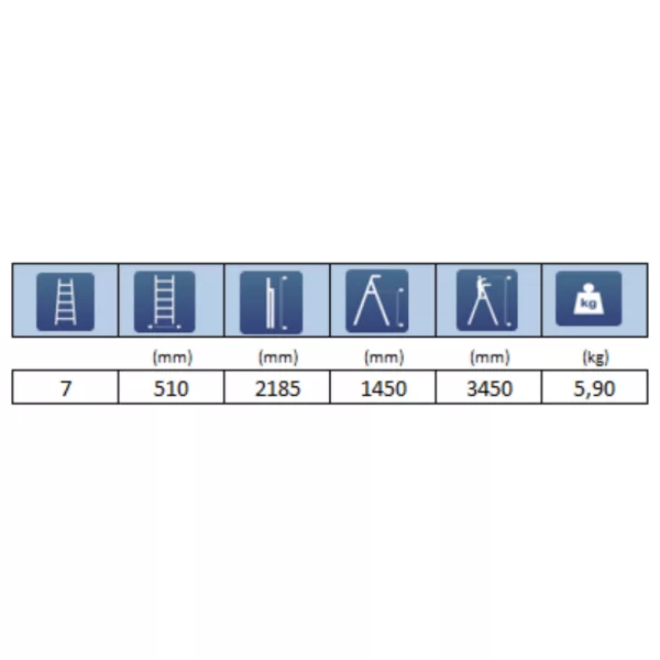 Háztartási alumínium létra - 6 + 1 fokos