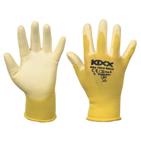 JUICY JELLOW kesztyű nylon PU sárga 9 méret