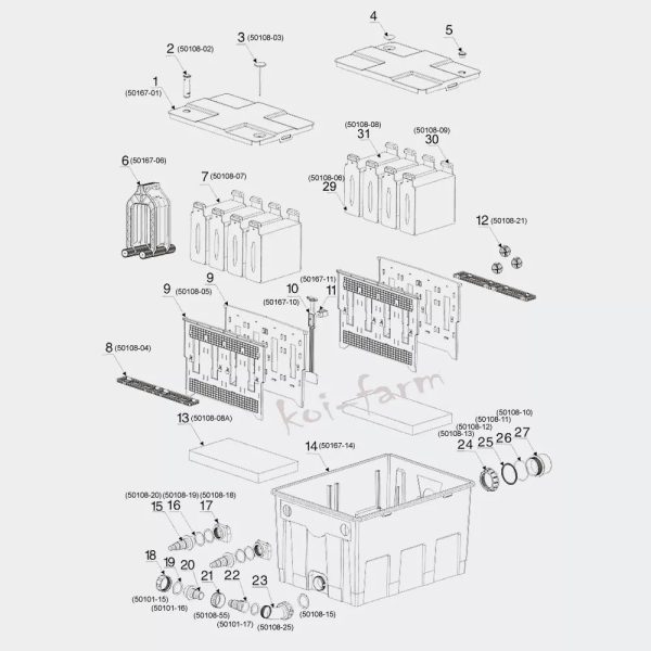 SunSun CBF-1100 Bővíthető gravitációs tószűrő 48 m3
