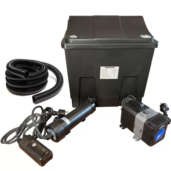 SunSun CBF-200 Szűrő szett 8 m3 tavakhoz - 9W UVC lámpa + 3000 l/h szivattyú + Ajándék 3 m tömlő és indító baktérium