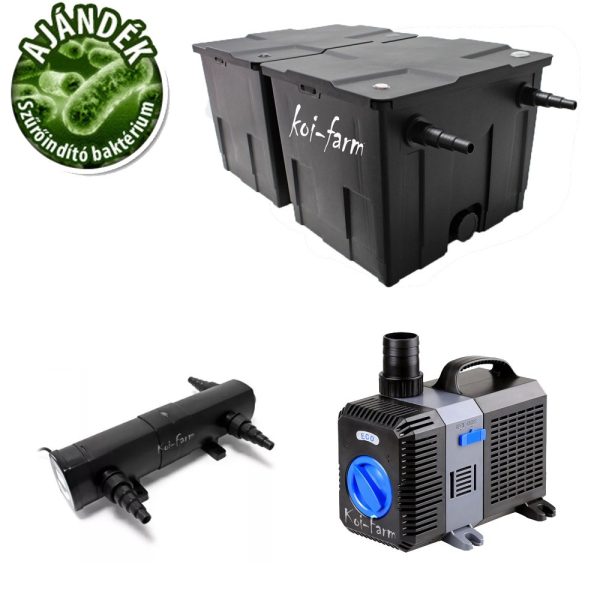 SunSun CBF-350B szűrő CTP-8000 szivattyú CUV-224 UV-C előszűrő 3 m tömlő + indító baktérium
