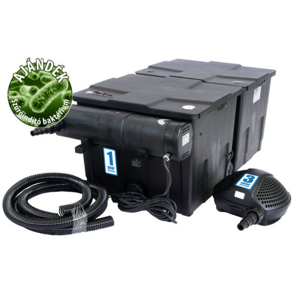 CBF-350B bővíthető tószűrő CUV-224 előszűrő PondoMax Eco 8000 szivattyú szett + 3m tömlő és indító baktérium