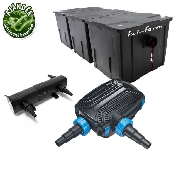 SunSun  CBF-350C szűrő CTF-10000-B szivattyú CUV-236 UV-C előszűrő 3 m tömlő + indító baktérium