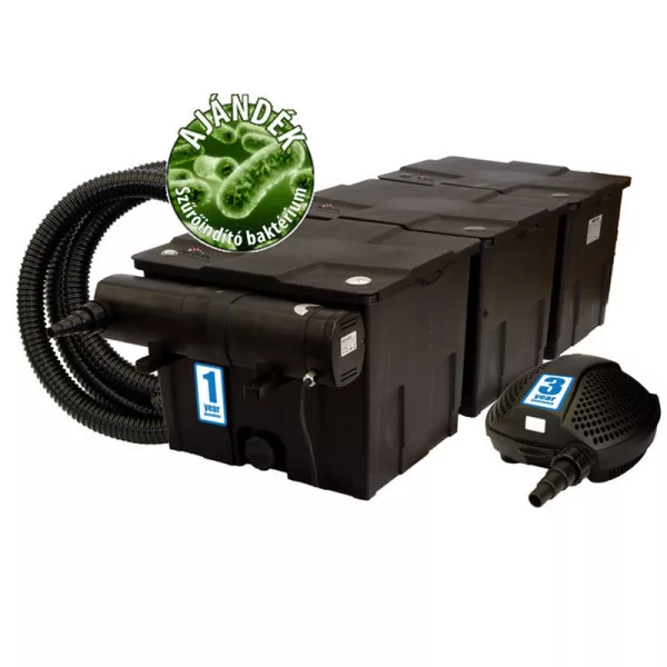 SunSun Grech CBF-350C gravitációs szűrő szett Pontec 8000 l/h szivattyú és 36W UV-C lámpa + 3 m tömlő indító baktérium