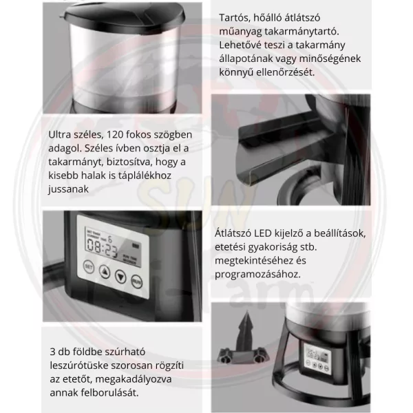 SunSun CFF-106 programozható akkumulátoros tölthető haletető automata adapterrel - széles szórás