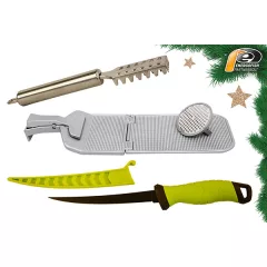 KARÁCSONYI FLUO FILÉZŐ SZETT HALTISZTÍTÓ DESZKÁVAL