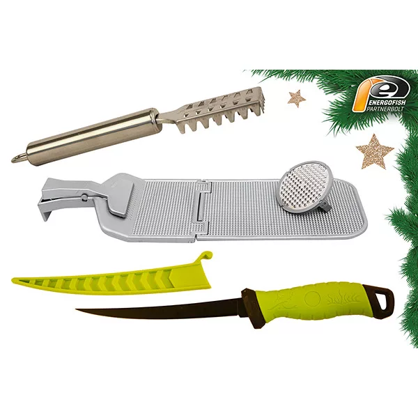 KARÁCSONYI FLUO FILÉZŐ SZETT HALTISZTÍTÓ DESZKÁVAL