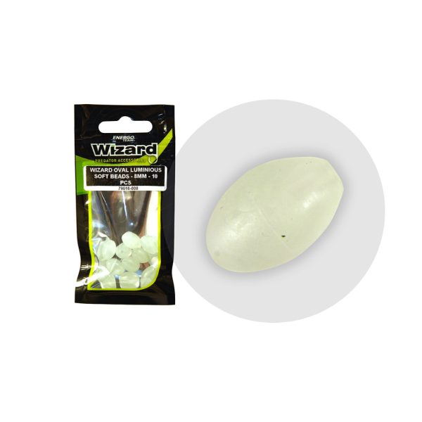 WIZARD HARCSÁZÓ OVÁLIS GUMIGYÖNGY FOSZFORESZKÁLÓ 6mm 10db