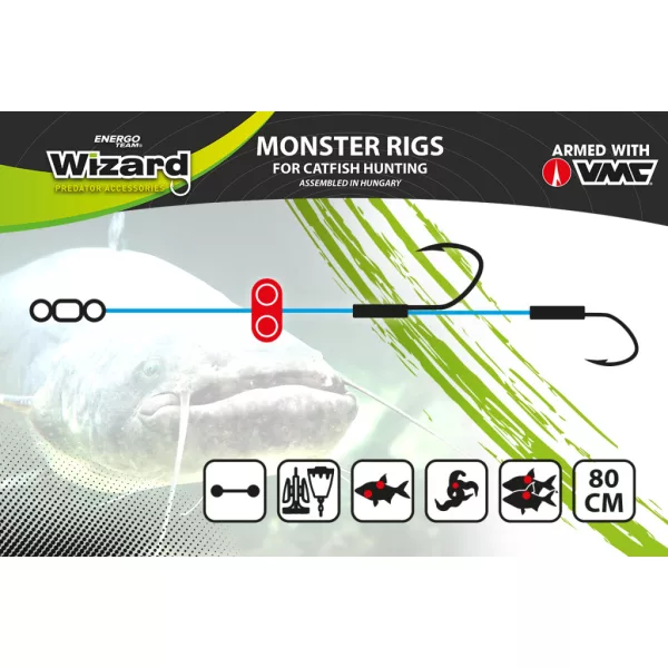 WIZARD MONSTER SURFACE LIVEBAIT DOUBLE MONO RIG 6/0+ 8/0 SPECIMEN
