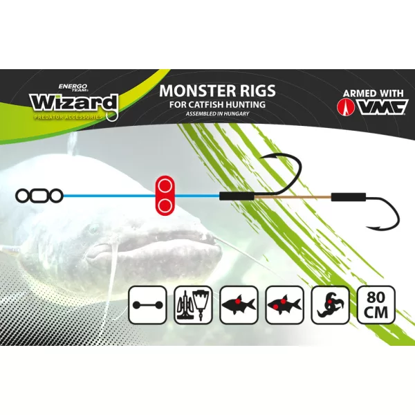 WIZARD MONSTER SURFACE LIVEBAIT DOUBLE MONOBRAID RIG 6/0+8/0 SPECIMEN
