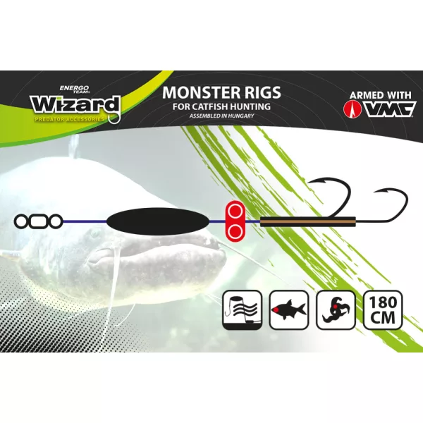 WIZARD MONSTER RIVER UPOSE PRO DOUBLE MONOBRAID RIG 30G 7/0+9/0 CLASSIC