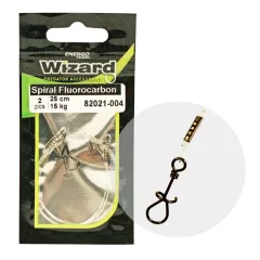 WIZARD SPIRÁL KAPOCS 4 FLUOROCARBON ELŐKE 15KG 25CM 2DB/CS