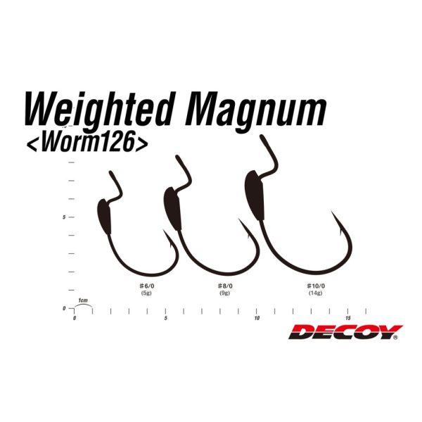 DECOY WORM126 WEIGHTED MAGNUM #6/0 NS BLACK 3PCS/BAG