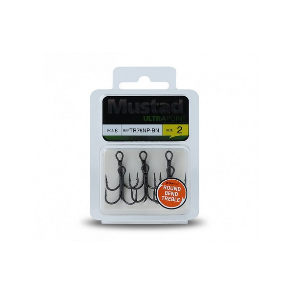 MUSTAD NP ROUND BEND TREBLE HOOK BARBLESS 1/0 5DB/CSOMAG