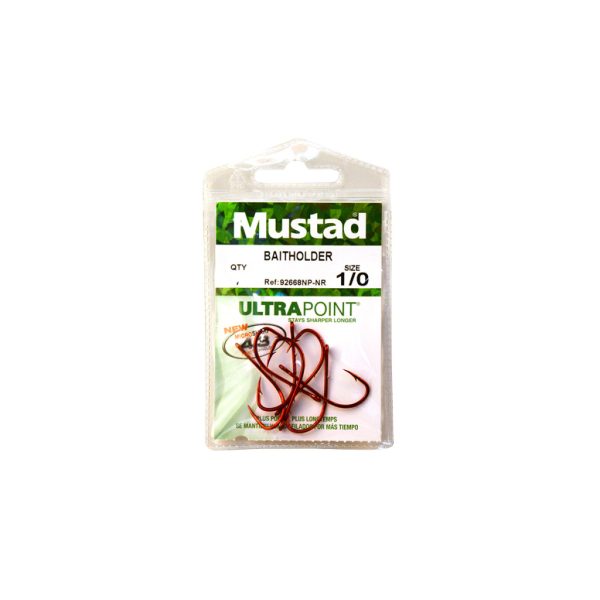 MUSTAD RED BAITHOLDER HOOK 1/0 8DB/CSOMAG