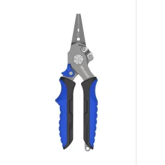   MUSTAD 7.5" 420 STAINLESS STEEL, STRAIGHT NOSE, BRAID CUTTER BLUE