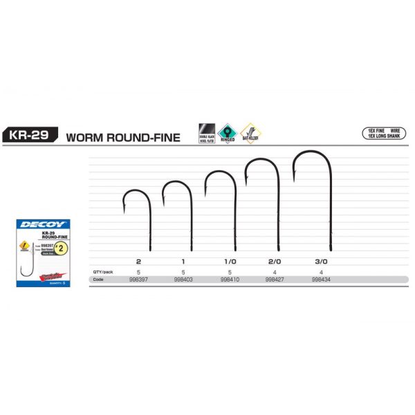 HOROG DECOY WORM KR-29 ROUND FINE 1/0