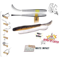 LEFTAIL WORM 3.4" 8.6cm FLOATING White Impact