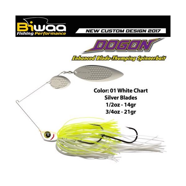 SPINNERBAIT DOGON 1/2oz 14gr 01 White Chart-Silver Blades