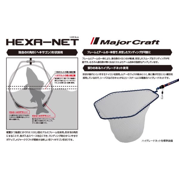 MAJOR CRAFT HEXA NET MERITŐFEJ L 67x58cm Blue